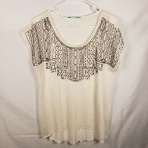 Maurcies Cream Sequin Beaded Women's Top